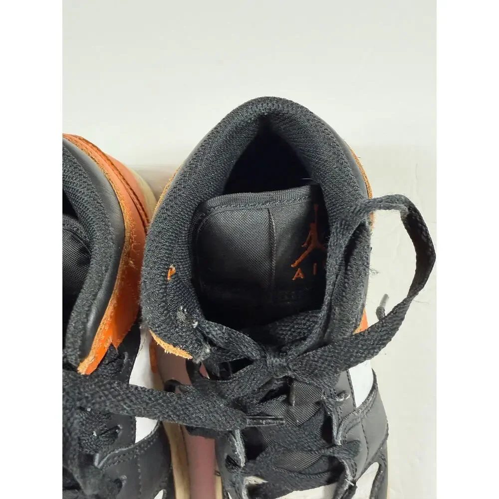 Nike Air Jordan 1 Mid SE Black White Orange High Top Sneakers Size 5 youth